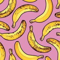 Seamless pattern of yellow bananas on a pink background. Yellow fruit. vector