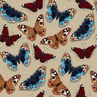 seamless pattern with high detailed tropic butterfly vector