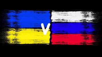 Ukraine VS Russia national flags icon isolated on black background. Ukraine War Poster video