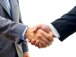 Close-up of businessmen's hands shaking hands, isolated on transparent background png