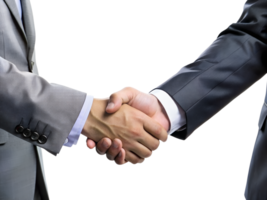 Close-up of businessmen's hands shaking hands, isolated on transparent background png