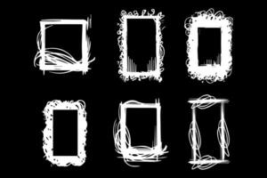 Hand drawn scribble white rectangular frames vector