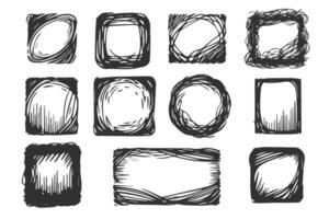 Hand drawn Scribble frames in grunge style vector