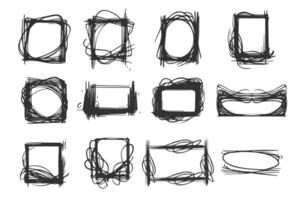 Hand drawn scribble rectangular frames vector