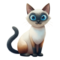 Cute Siamese cat, isolated on transparent background png