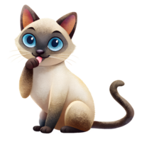 Cute Siamese cat, isolated on transparent background png