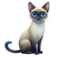 Cute Siamese cat, isolated on transparent background png