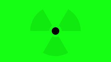 Radiation sign on a green background. The risk of nuclear war and radiation pollution video