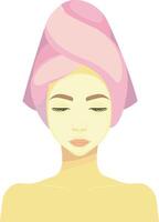 Woman with blanket on head with mask vector