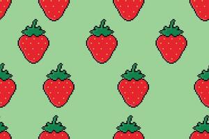 Summer pixel art strawberry pattern, summer bright and colorful seamless pattern for backgrounds, wrapping, social media, decoration, paper, wrapping. Illustration vector