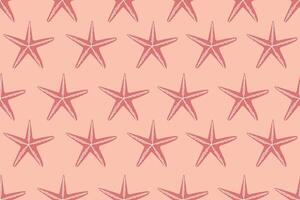 Starfish seamless pattern. Summer marine animal background set. Vacation travel concept. Trendy pattern of seashells for wrapping paper, wallpaper, stickers, notebook cover. vector
