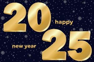 Happy New Year 2025. Golden luxury typographic element for banner, poster, congratulations. illustration background for new year's eve and seasonal holidays flyers, greetings and invitations. vector