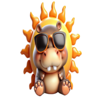 hippo in sunglasses with sun png