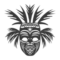 silhouet hawaiiaans masker zwart kleur enkel en alleen png