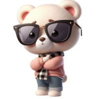 a brown bear wearing sunglasses and a leather jacket png