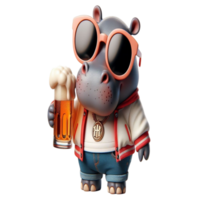 flodhäst med öl png