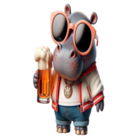 Nilpferd mit Bier png