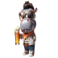 Nilpferd mit Bier png