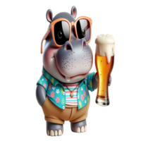 hippopotame avec Bière png