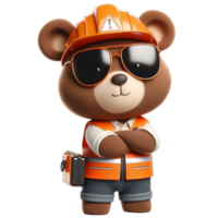 bear wearing a hard hat and sunglasses png