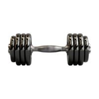 3d render of black metal dumbbell on transparent background png