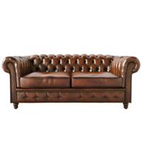 Brown leather sofa isolated on transparent background png