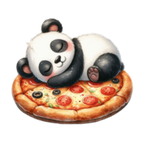 panda Björn sovande på pizza png