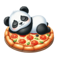 Panda Bär Schlafen auf Pizza png
