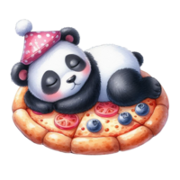 panda bear sleeping on pizza png