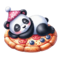 Panda Bär Schlafen auf Pizza png