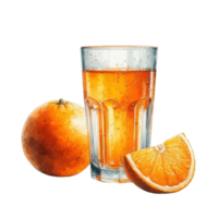 Orange jus avec une verre et moitié de un Orange png