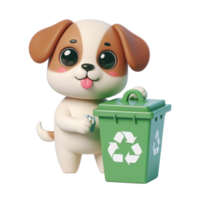 cachorro segurando reciclando png