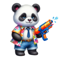 bear holding a toy water gun png