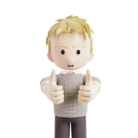Man Showing Thumbs Up 3d Character png