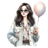 girl with pink balloon png