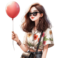 girl with pink balloon png