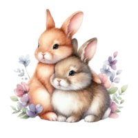 two cute rabbits png