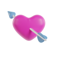 3d cœur avec La Flèche emoji png