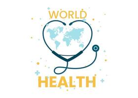 world health day illustration logo design , Simple illustration of health day with flat colors vector