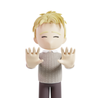 Man Showing Stop Gesture With Worry Expression 3d Character png