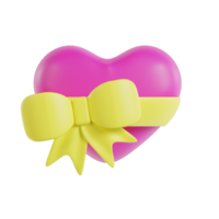 3d rosa cuore con giallo nastro png