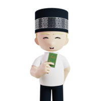 Man Holding Greeting Card Islamic Concept 3d Character Render Illustration png