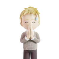 uomo scusarsi namaste gesto 3d personaggio png