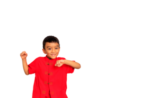 weinig jongen kind in rood Chinese jurk, stijl en mode ideeën voor kinderen. Chinese nieuw jaar png