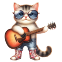 cat playing guitar png