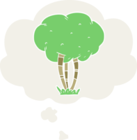 dessin animé arbre avec pensée bulle dans rétro style png