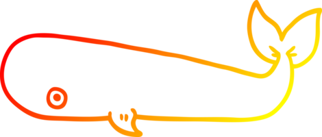 warm gradient line drawing of a cartoon whale png