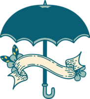 tatouage traditionnel avec bannière d'un parapluie png