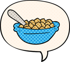 cartoon cereal bowl with speech bubble in comic book style png