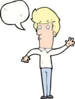 cartoon nervous man waving with speech bubble png